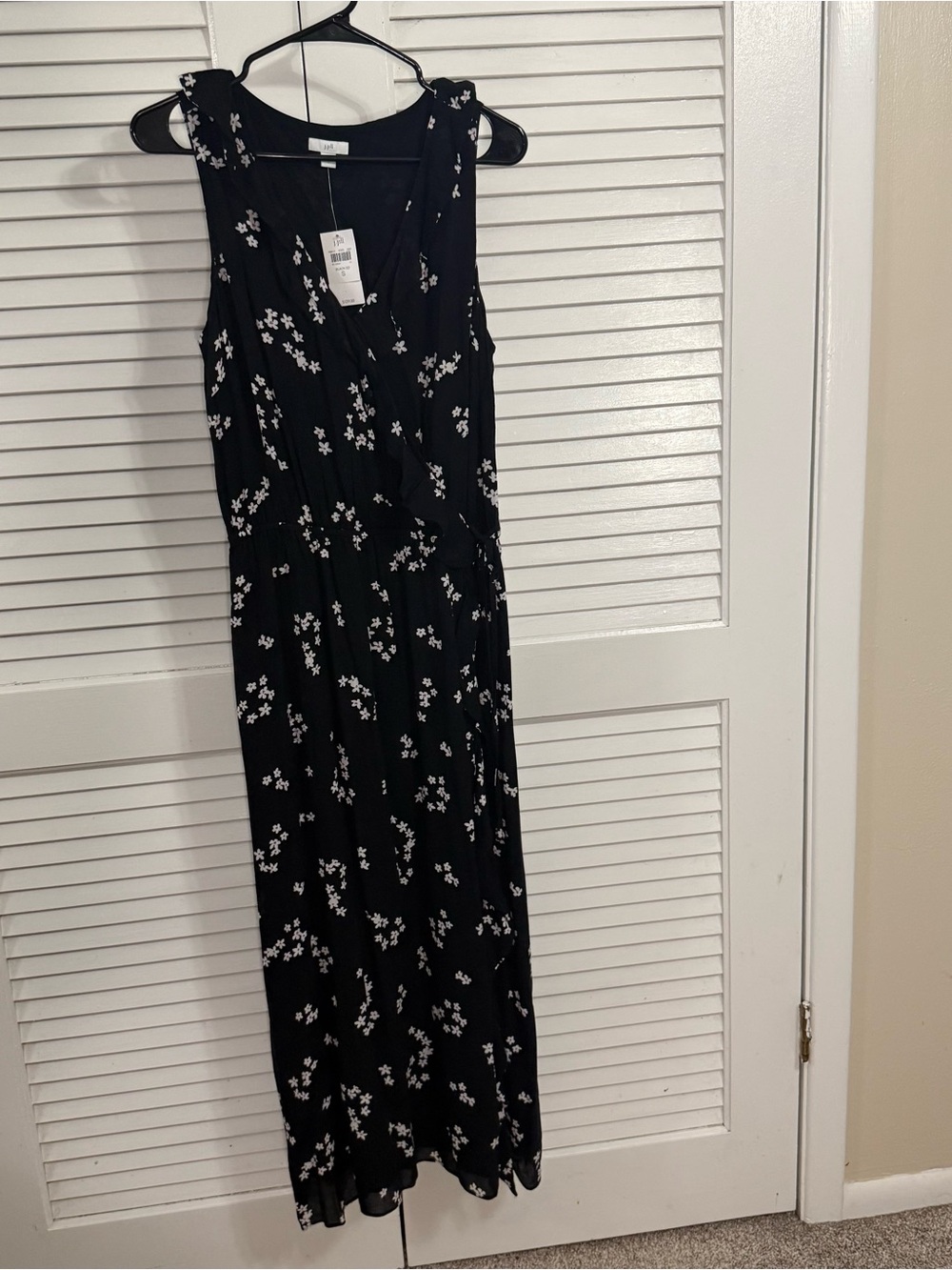 J. Jill Black Dress with White and Pink Floral Accents